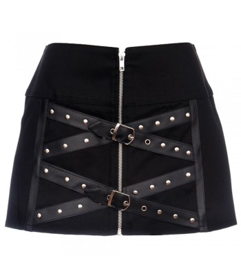 Women PUNK Metallic Bubble Zipper Upskirt Black Steampunk Mini Skirt Ladies Short